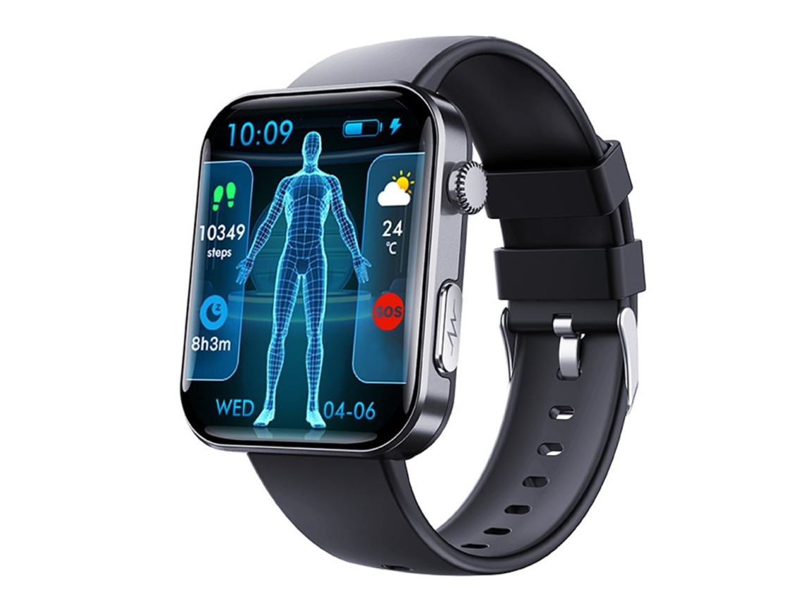 Smartwatch Com Tela De 2,1 Polegadas (silicone Preto) Compatível Com Chamadas Bluetooth, Ecg E Mais De 50 Modos Esportivos.