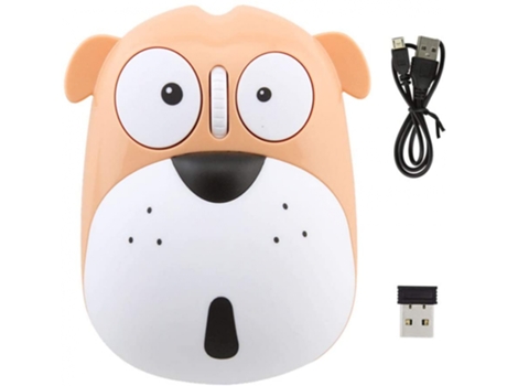 Rato Sem Fio Bonito Animal Cão 2,4 Ghz Mouse Sem Fio Mini Rato Óptico Recarregável Mouse De Computador De Desenho Animado 3 Botões Para Computador Portátil Computador Desktop (Amarelo)
