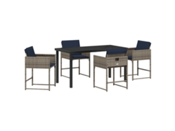 Conjunto 5 De Jantar Com Travesseiros Vidaxl Cinza Vime Poliéster