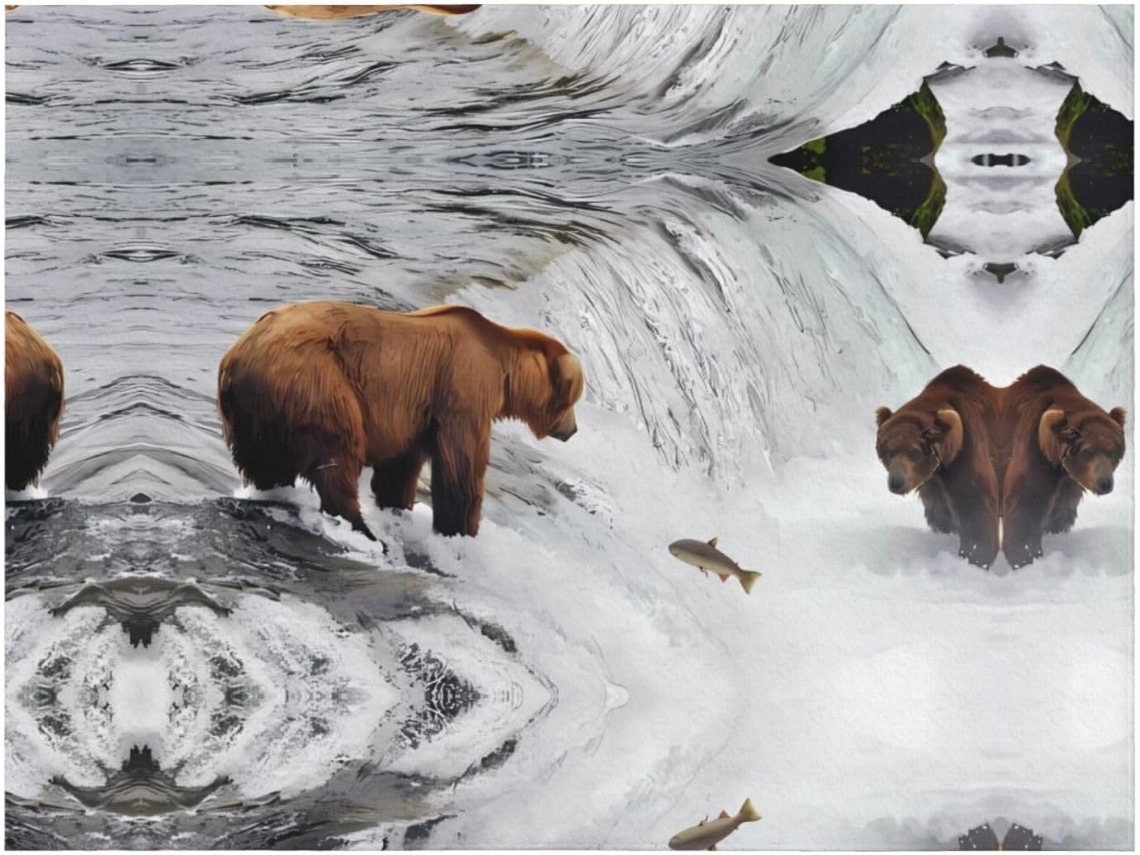 Cobertor de Flanela com Estampa Urso Pescando no Rio Macio e Quentinho 203 2 X 152 4 Cm, Macio, Quente, Idea