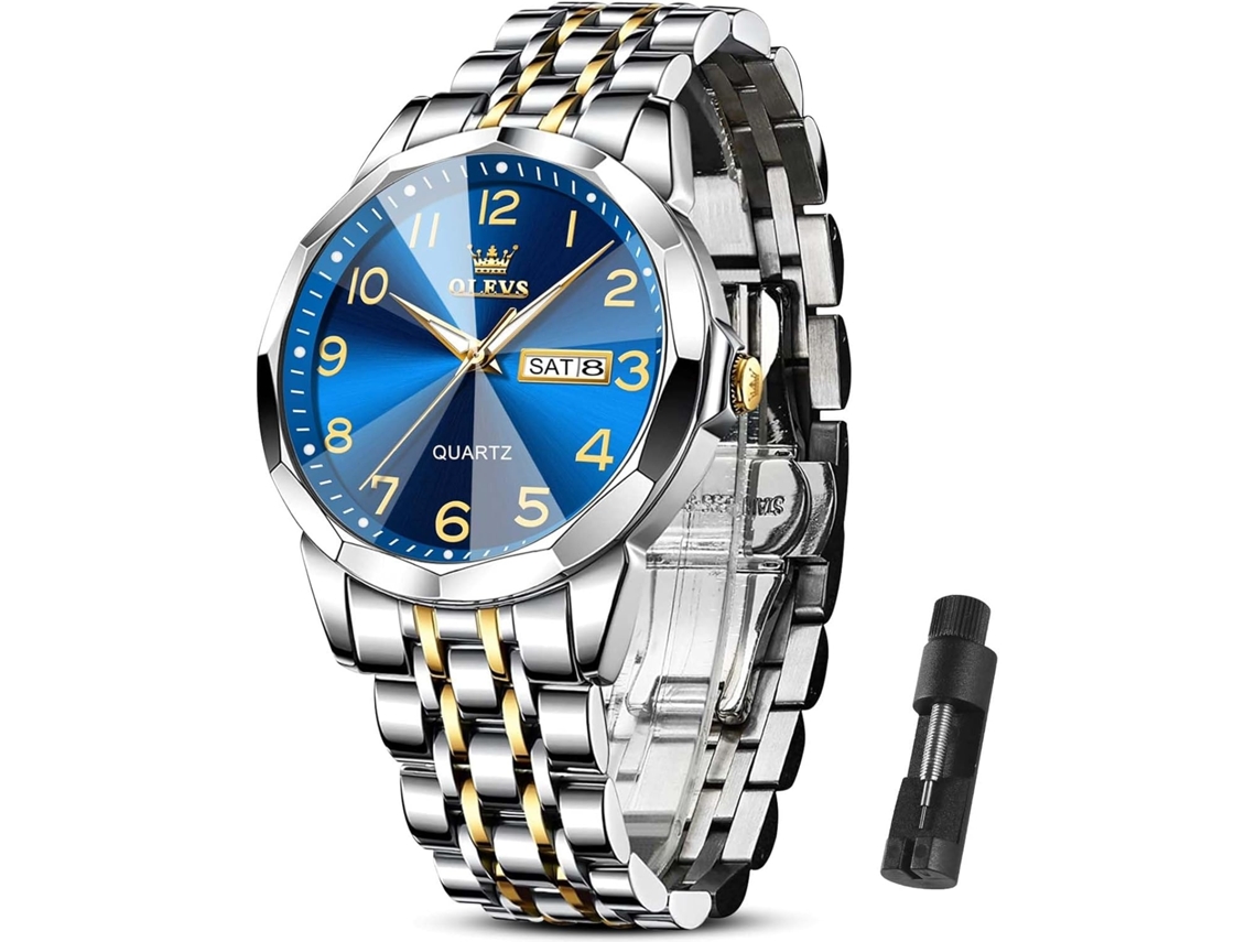 Lurelia Relógio Masculino, Movimento De Quartzo, Data/calendário, Luminoso, Aço Inoxidável, Abs, Azul