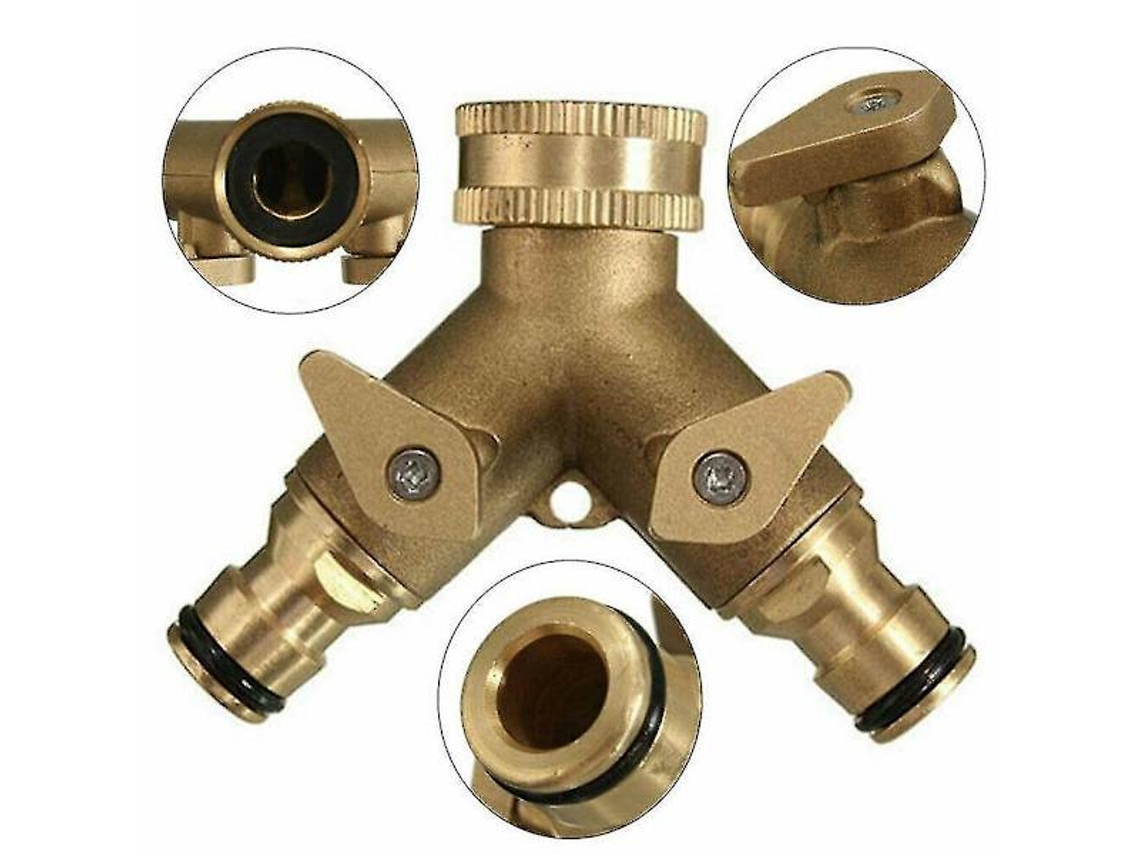 Conector De Mangueira, Válvula Divisora, Adaptador De Conexão Rápida Em Formato De Y Para Torneira, 2 Vias, Latão