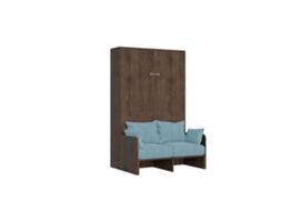 Cama Queen-size Dobrável Kentaro De 120 Cm Com Sofá De Nogueira, Azul Claro