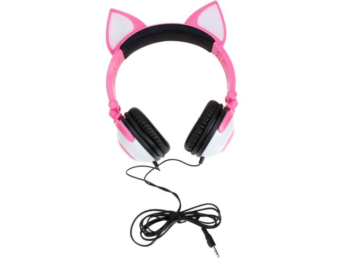 Fones De Ouvido Ajustáveis Com Orelhas Gato Para Crianças, Feitos Com Material De Pvc Confortável E Bateria 180mah Fones
