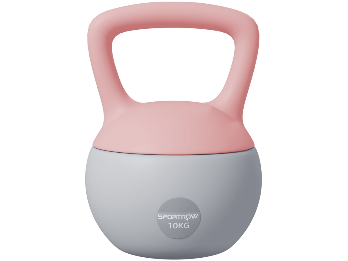 Kettlebell de 10 Kg, Pesa Russa de Areia, Alça Antiderrapante 21x21x30 Cm Rosa
