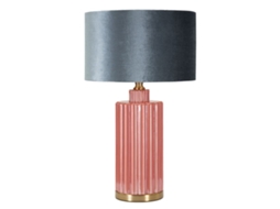 Luminária De Mesa Moderna Helene Tower - Base De Vidro Vermelho E Cúpula De Veludo Azul - 40w E27, Ideal Para Estúdios Criativos.
