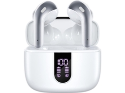 Yuru fones de Ouvido Bluetooth Sem Fio com Display de Bateria e Estojo de Carregamento Sem Fio