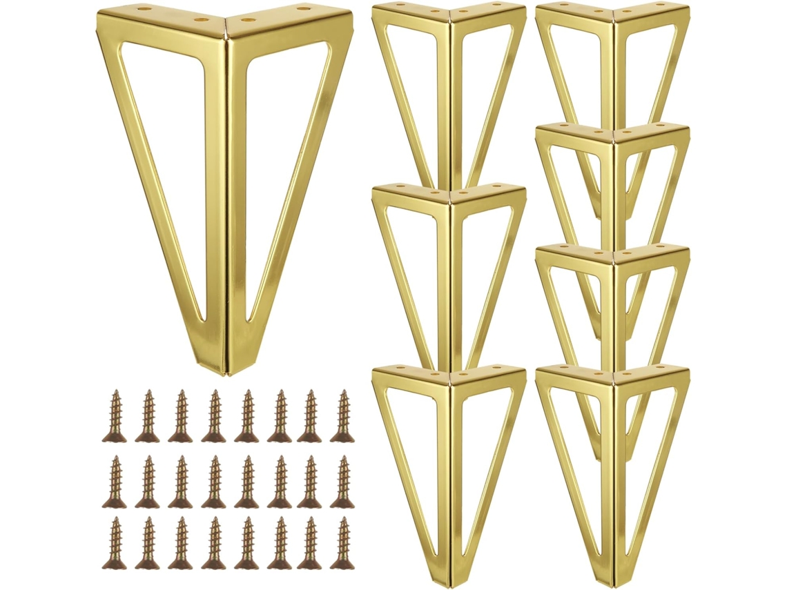 Conjunto De 8 Pés Dourados 15cm 6 Polegadas, Pés De Metal Resistentes Para Sofá, Pés Triangulares Para Mesa De Centro