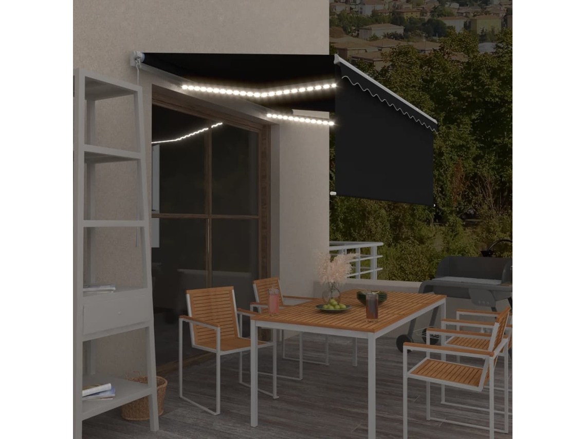 Vidaxl Toldo Retrátil Manual Com Estore/led 3x2,5 M Antracite