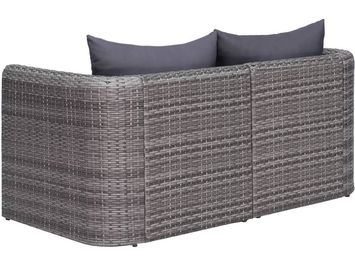 vidaXL Sofás de canto para jardim 2 pcs vime PE cinzento Worten.pt