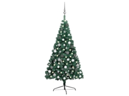 Meia árvore Natal VIDAXL artificial pré-iluminada c/ bolas verde