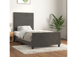 Estrutura De Cama Sem Colchão 80x200 Cm Veludo Cinzento-escuro
