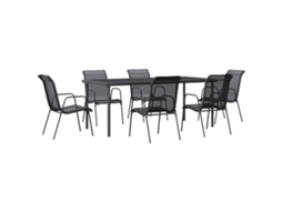 Garden Dining Set, Garden Dining Sets Vidaxl Preto Aço (190 Cm Table Length)