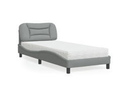 Vidaxl Cama Com Colchão Hvar 90x200 Cm Tecido Cinzento-claro