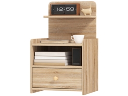 Mesa lateral moderna em madeira natural com armazenamento, resistente a tombos PAPRIKA