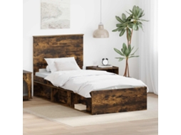 Vidaxl Estrutura Da Cama Com Cabeceira Carvalho Defumado 75 X 190 Cm