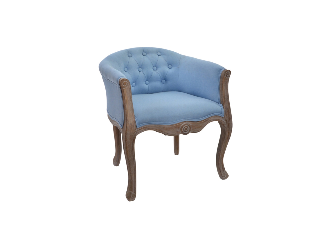 Poltrona Alexandra House Living Azul em poliéster e madeira de seringueira, 58x56x69cm