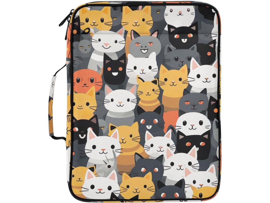 Organizador De Arquivos Expansível Com Tema Gatinho, Com Fichário De 3 Argolas E Sanfona 7 Camadas, Resistente À Água E