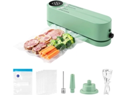 Mini Seladora A Vácuo 3 Em 1, Sem Fio, Para Alimentos Secos E Úmidos, Com 4 Sacos Para Lanches E Bomba De Ar Para Bolas/boias – Verde