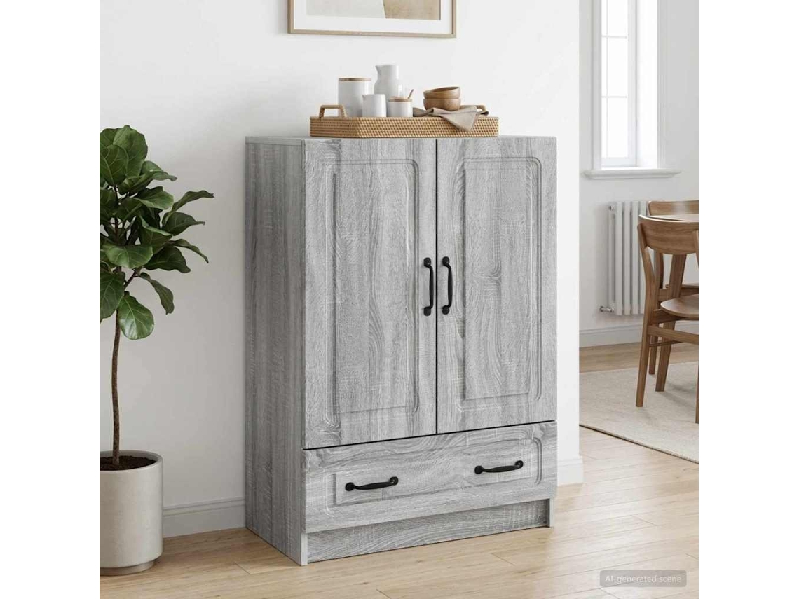 Vidaxl Buffet Sonoma Cinzento 66 X 34,5 X 92 Cm Derivados De Madeira