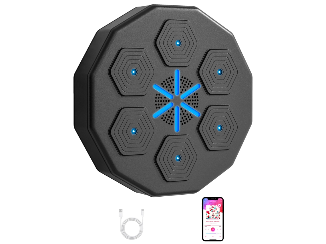 Máquina Boxe Musical Parede Com Bluetooth E Luzes Led, Preta