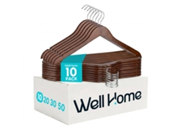 Conjunto 10 Cabides De Madeira Resistentes Da Wellhome