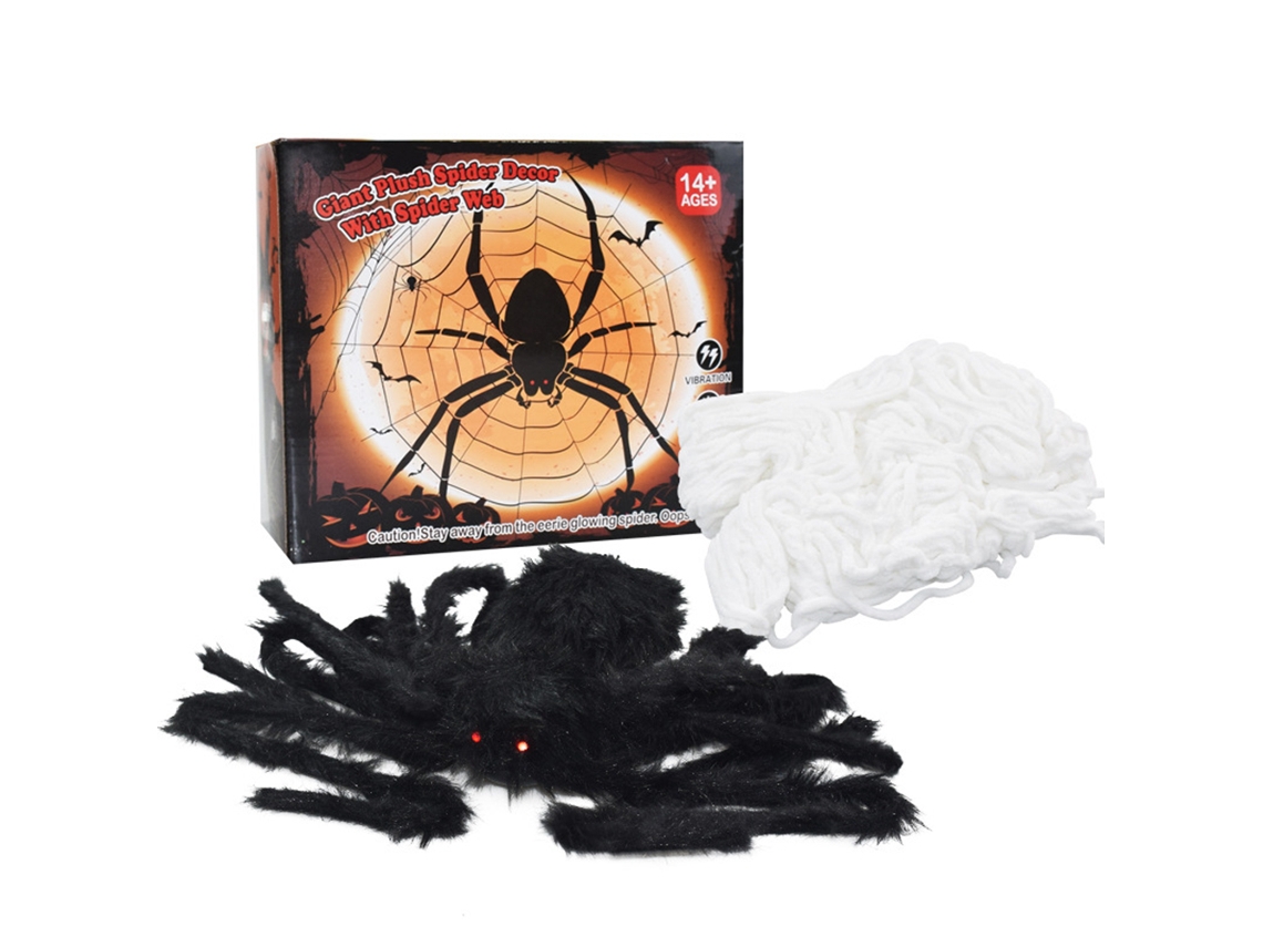 Laxiscreed Aranha Grande De Halloween Com Luz, Teia E Decoração Assustadora Para Trick Or Treat