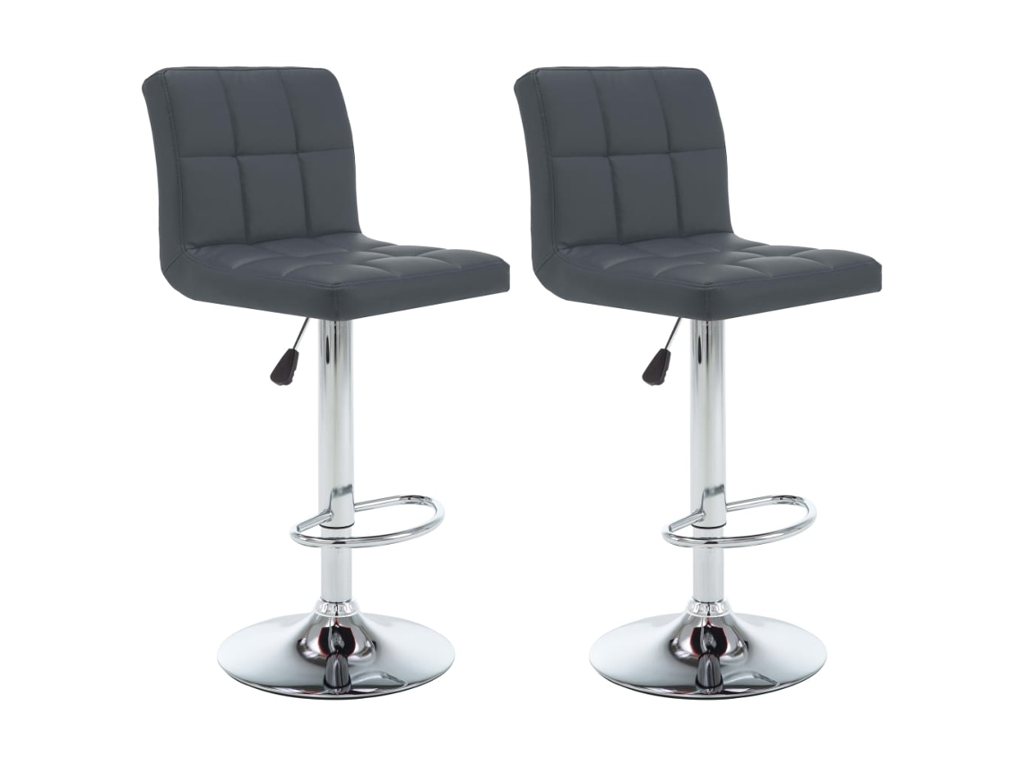 Vidaxl Bancos De Bar 2 Pcs Couro Artificial Cinzento