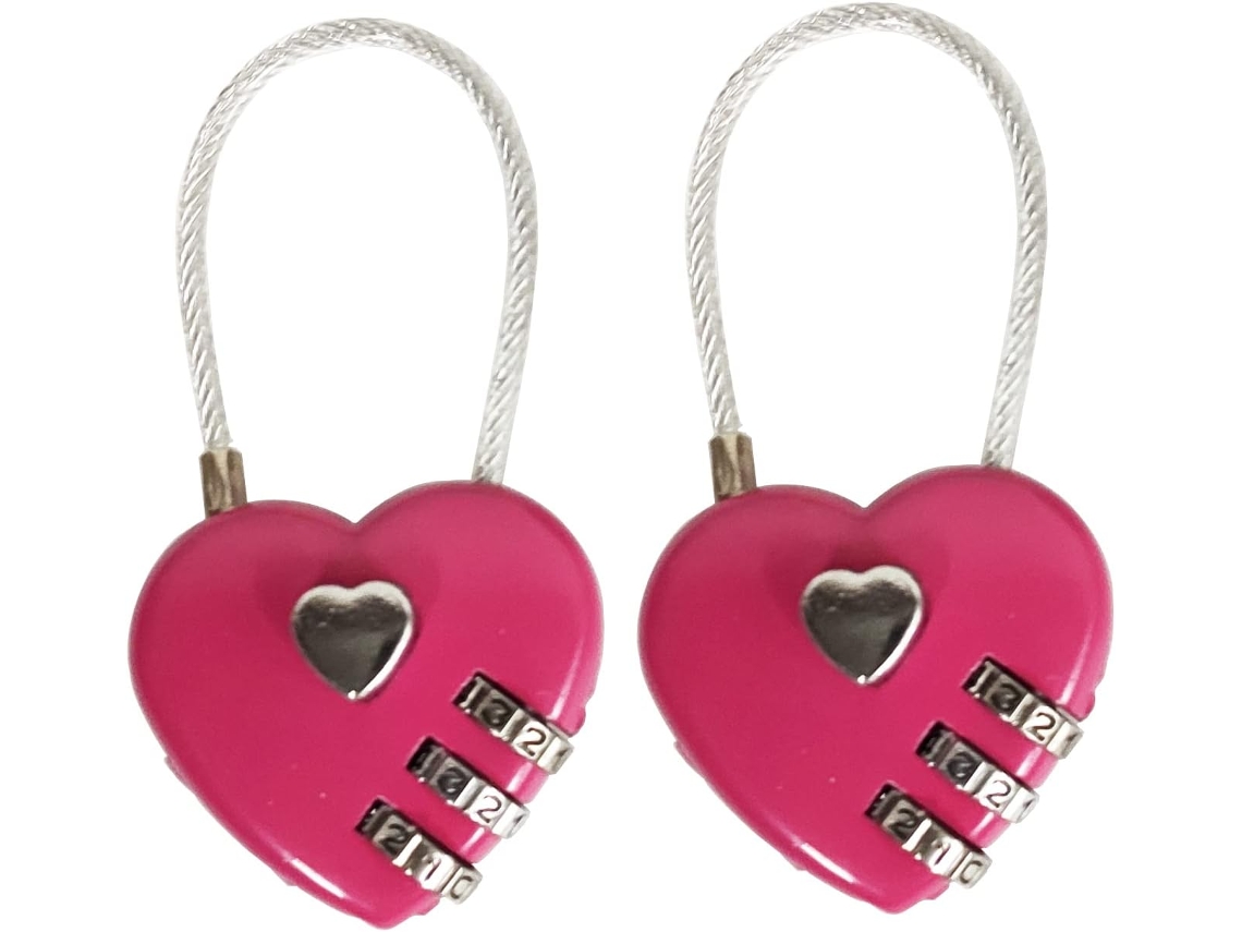 Conjunto De 2 Cadeados Combinação Para Casais, Mini Cadeados Portáteis E Duráveis Em Formato De Coração Para Mochilas