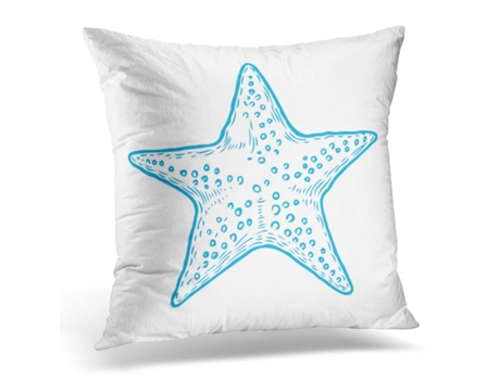 Fronha de Almofada ECZJNT Estrela Do Mar Azul Natureza Oceano Aquático Gravura Subaquática Estrela Branca (45x45 cm)