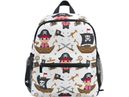 Mochila Infantil Branca Estilo Tripulação Pirata Para Meninos E Meninas, Tamanho Pequeno Com