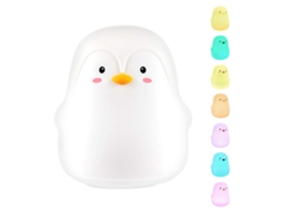 Luz noturna de silicone macio pinguim, 7 cores LED, para bebês, toque, presente de chá de bebê | S/MARCA