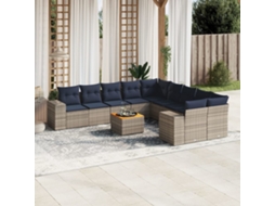 Vidaxl Conjunto De Sofá De Jardim Com 11 Peças E Almofadas Em Rattan Sintético Cinza