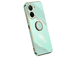 Capa Protetora Para Xiaomi Redmi A5 4g (171,7 Mm) Poco C71 4g Com Suporte E Anel Galvanizado Tpu Ciano