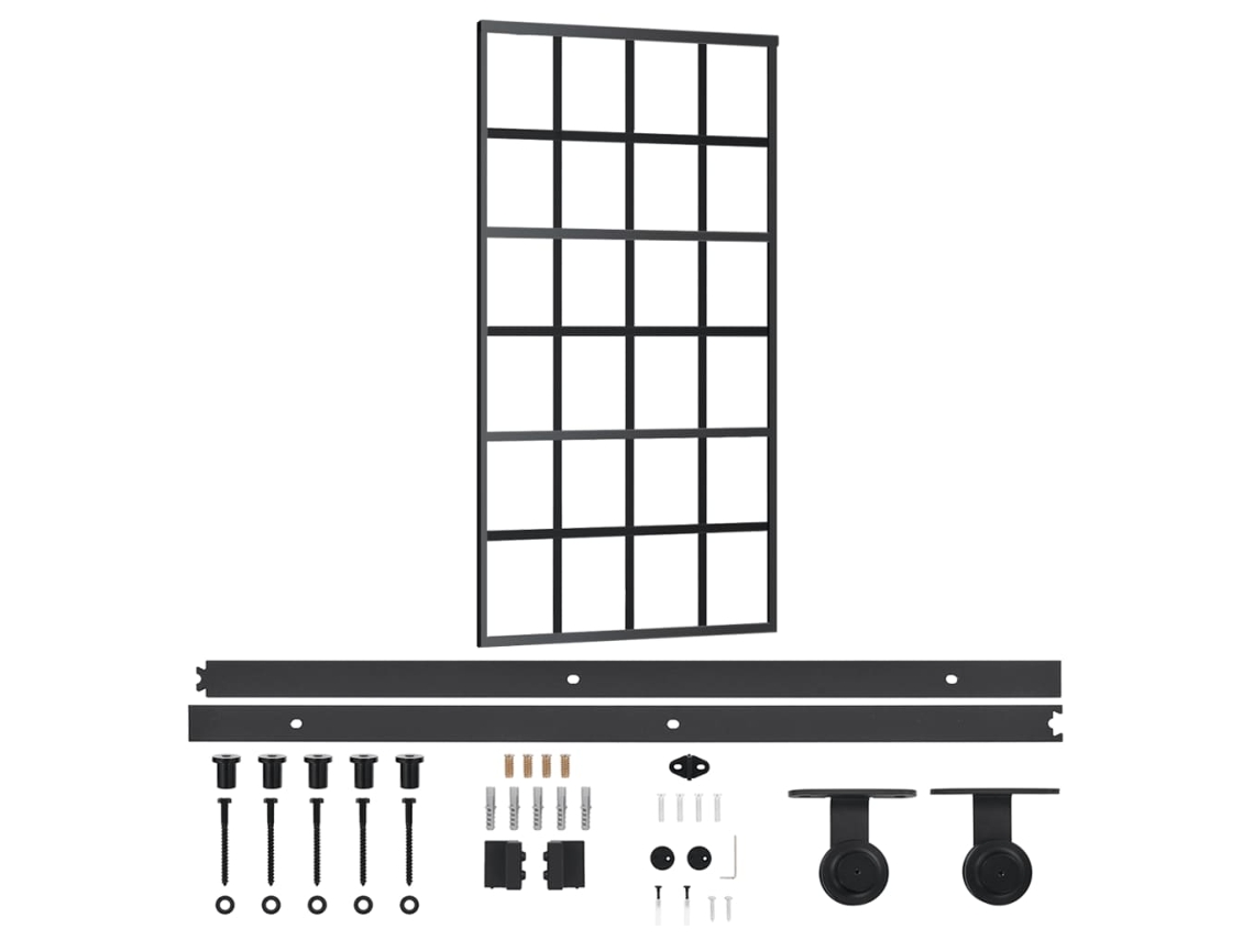 Sliding Door, Sliding Doors Vidaxl Preto Alumínio (102 X 205 Cm (trilho Deslizante De 200 Cm))