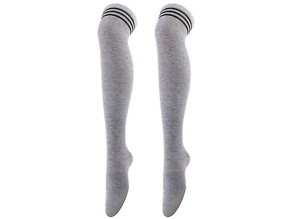 Meia-calça feminina listrada de tricô acima do joelho, 60 cm de comprimento, poliéster, modelo 2026.