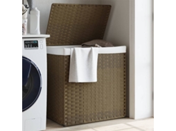 Vidaxl Cesto Para Roupa Suja Com 2 Secções 53x35x57 Cm Vime Pe