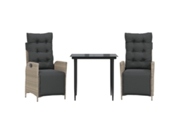 Conjunto Jantar 3 Peças para Jardim com Almofadões Cinzento Claro MAISON EXCLUSIVE (3 peças)