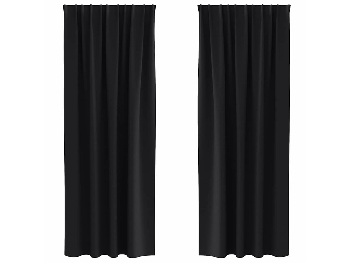 Maison Exclusive - Cortinas Blackout Com Argolas 2 Pcs Preto 225 X 140 Cm