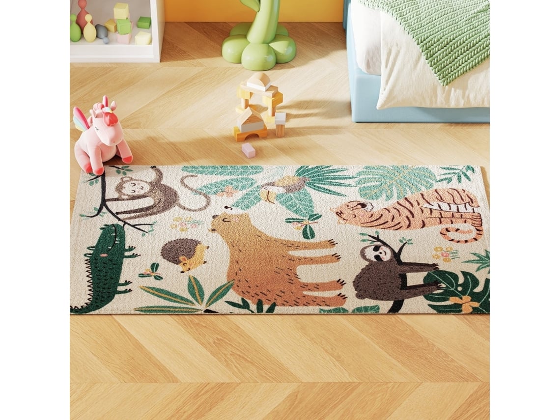 Tapete Lã Selva Multicolorido Creme Fácil Cuidar VELTRIX