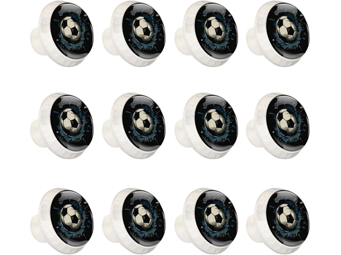 Puxadores E Botões Redondos Para Gavetas Armários, Conjunto De 12 Peças, Estilo Abstrato De Futebol, Puxadores Para