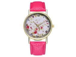 Reloj De Piel Y Aleación De Moda Para Hombre Y Mujer Analógico De Cuarzo (rojo Rosa)