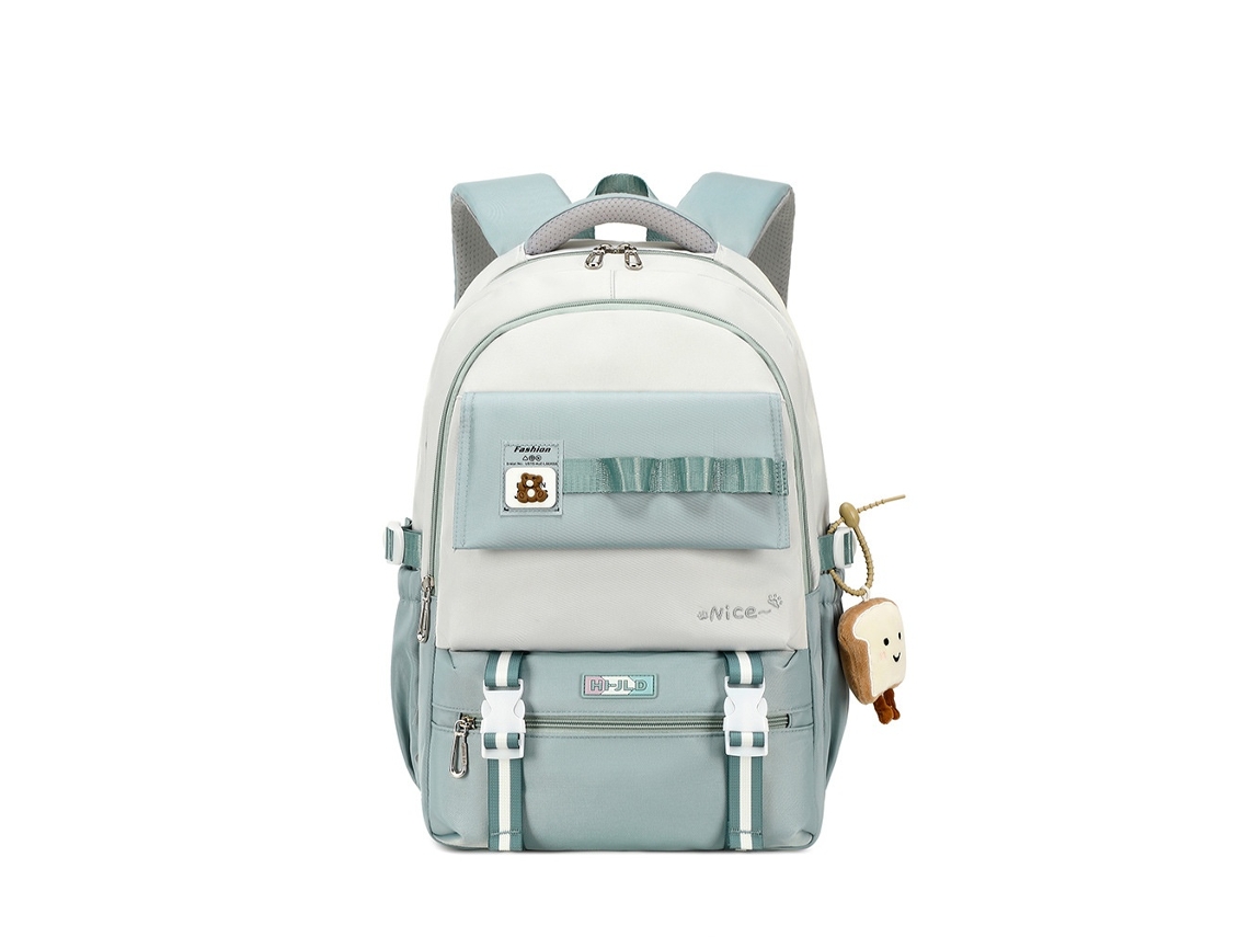 Mochila Escolar Impermeável Com Compartimento Para Computador Portátil 15,6 Polegadas, Grande Capacidade Azul Claro Elysve