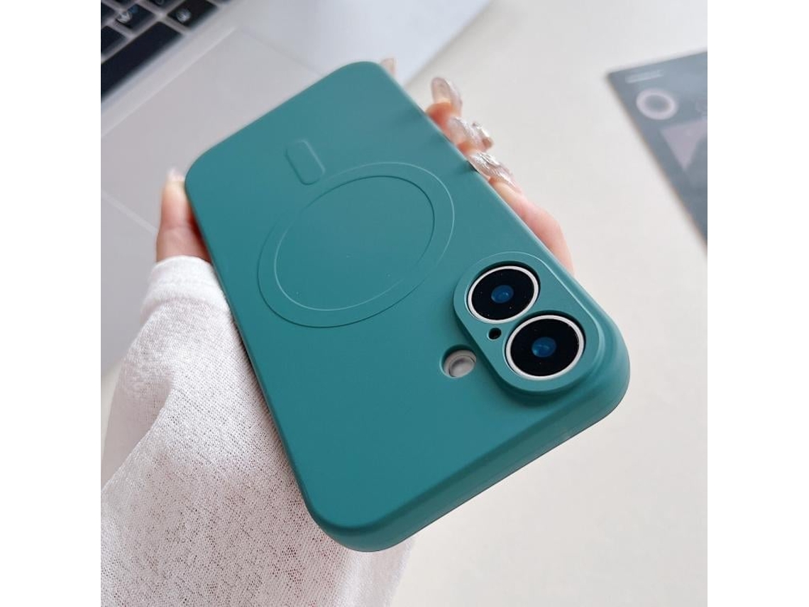 Capa Magsafe Para Iphone 17 - Silicone Líquido Com Cor Sólida | Magnética - Verde Escuro