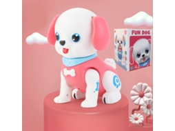 Cachorro robô de brinquedo que anda e late com luz, cãozinho eletrônico de estimação para meninos e meninas rosa.
