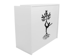 Balcão de recepção compacto para Arbol Yoga Center 120 cm. Branco. OFILIKE