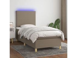 Vidaxl Cama Box Spring + Colchão/led 90x190cm Tecido Cinza acastanhado