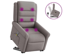 Vidaxl Poltrona Elevatória De Massagens Tecido Cinzento-acastanhado