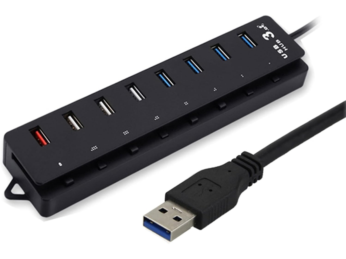 Hub Usb De 8 Portas Com Alimentação Externa, Expansor 3.0 E 2.0,