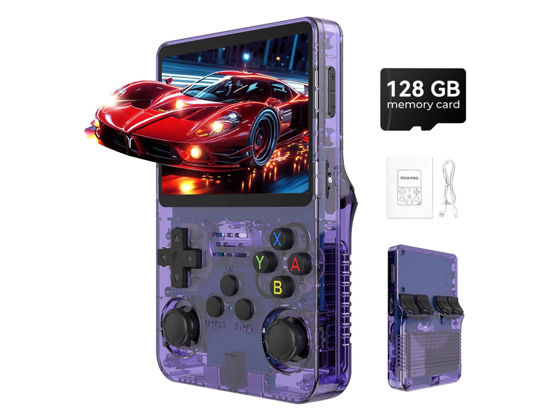 Console Portátil Retrô R36s com Mais de 40.000 Títulos Clássicos, Tela Ips de 3,5 Polegadas, 128gb AQUAFORGE